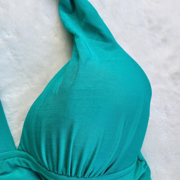 La Blanca Island Goddess Halter Tankini Top Jade Green Size  6 C D Cup - Picture 2 of 6